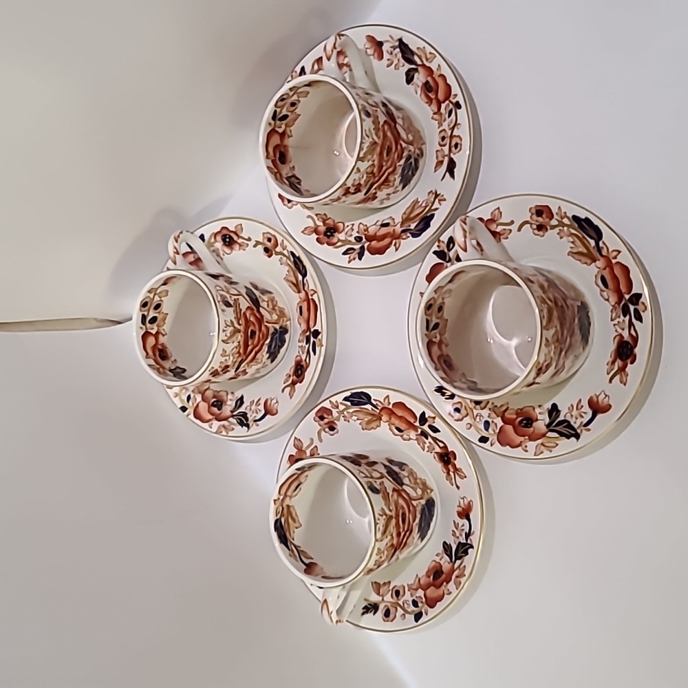 Antique Wedgewood Demitasse Cups and Saucers, set of 4